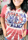 America Tie Dye Bleached Graphic T-Shirt