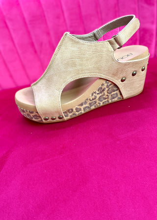 Corkys Carley Wedge - Taupe Smooth Leopard