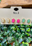 Meg 3 Piece Druzy Stud Earring Set