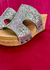 Corkys Oasis Wedge - Silver Glitter
