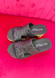 Corkys Oasis Wedge - Black Glitter