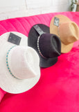 Rhinestone Bugle Bead Trim C.C Panama Hat