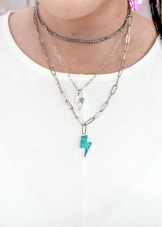 Skyla Multi Layer Lighting Bolt Necklace - ALL SALES FINAL -